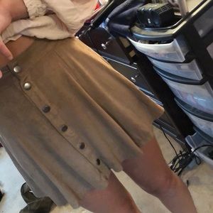 Suede brown button up skirt